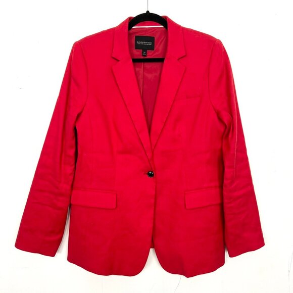 Banana Republic Long And Lean Blazer Red Single Button Linen Bld 14 Large mc - Picture 1 of 4